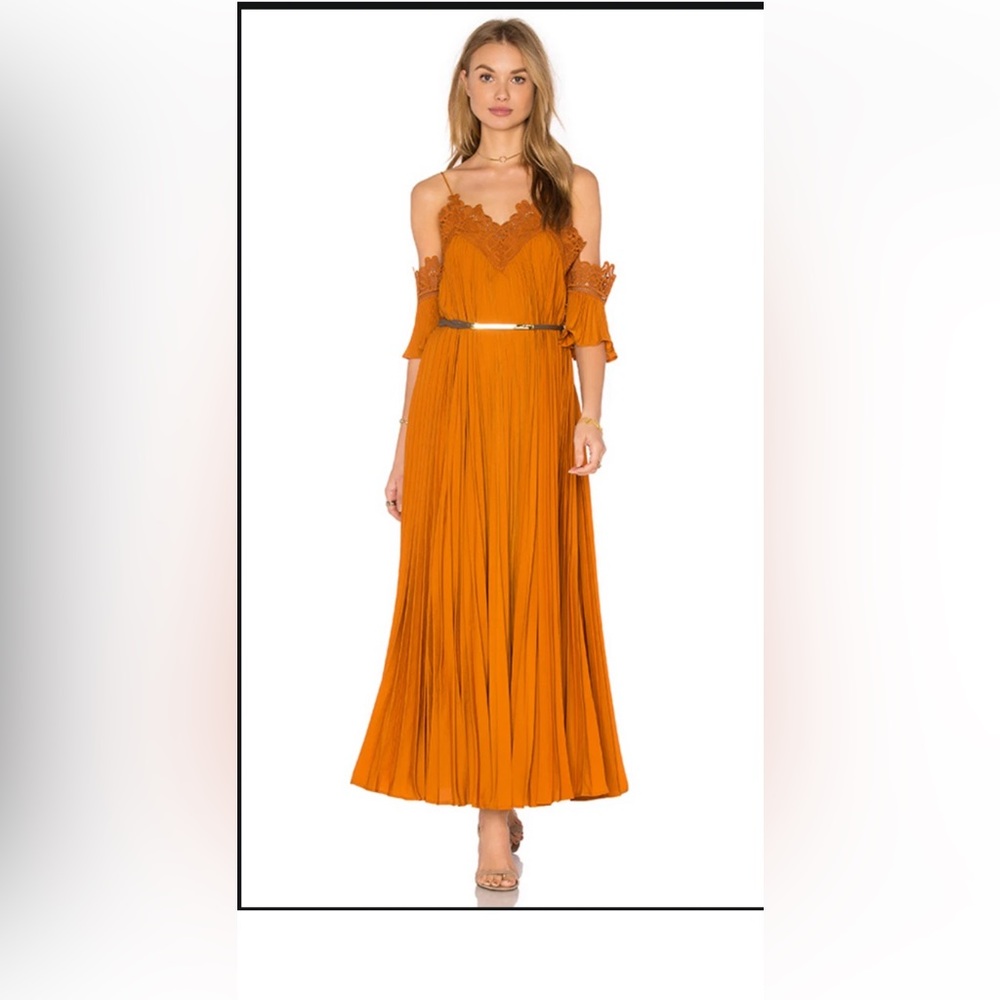 Self Portrait Pleated Cold Shoulder Gown